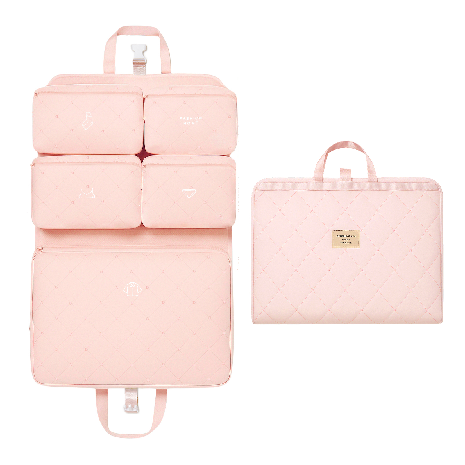 Hanging Packing Cube – Foldable Waterproof Travel Organizer for Suitcases and Backpacks, Expandable and Machine Washable (Pink)