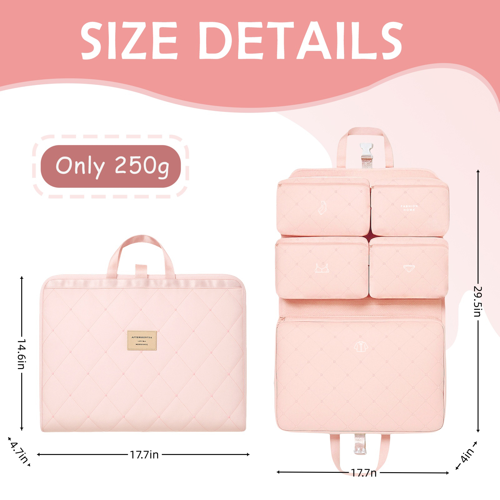 Hanging Packing Cube – Foldable Waterproof Travel Organizer for Suitcases and Backpacks, Expandable and Machine Washable (Pink) - Image 6