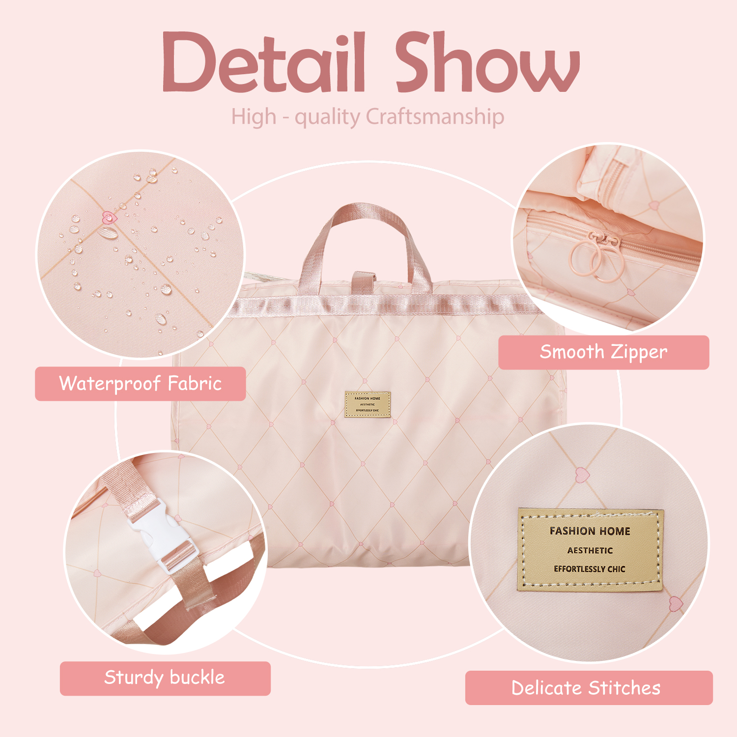 Hanging Packing Cube – Foldable Waterproof Travel Organizer for Suitcases and Backpacks, Expandable and Machine Washable (Pink) - Image 5